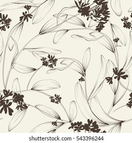 Plants and herbs seamless pattern