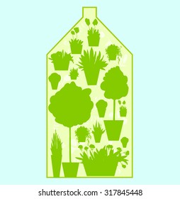 Plants house. Vector illustration