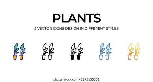 Diseño de iconos de plantas en estilo Cinco con Stroke editable. Línea, Sólido, Línea plana, Color de tono Duo y Línea de degradado de color. Adecuado para diseño de páginas Web, aplicaciones móviles, UI, UX y GUI.