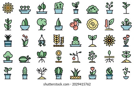 Plants icon. Outline plants vector icon thin line color flat on white