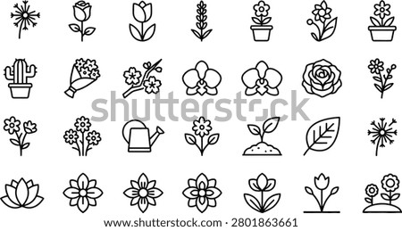 Plants icon set. Editable line icons. Vector illustration.