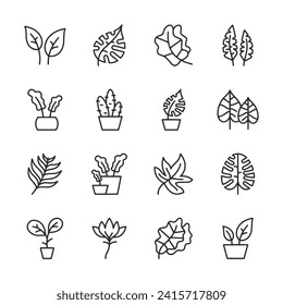 Plants icon set isolated on white