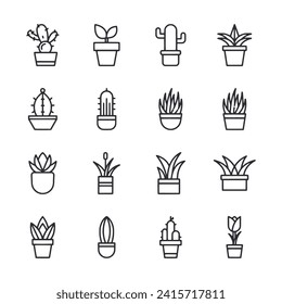 Plants icon set isolated on white