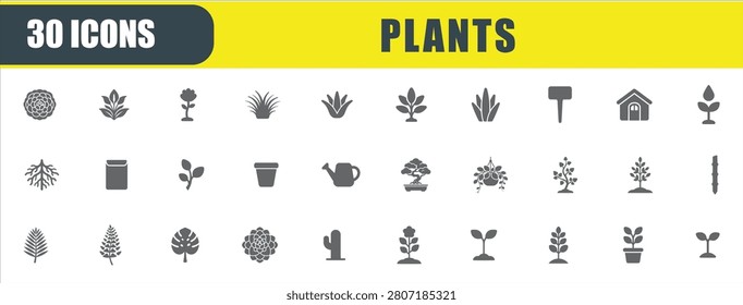 Plants icon set. Solid icon collection. Vector illustration.