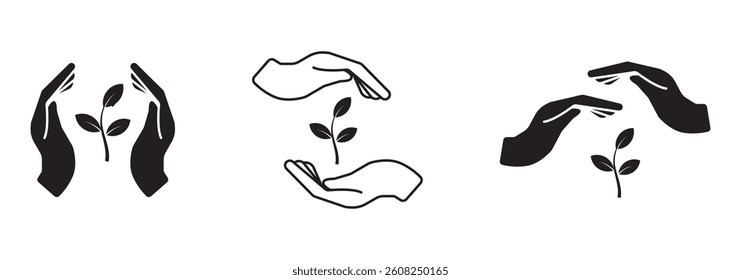 Plants icons collection. Linear, silhouette and flat style. Vector icons