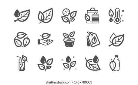 Plants icons. Leaf, Growing plant and Humidity thermometer. Water drop classic icon set. Quality set. Vector - Shutterstock ID 1457780033