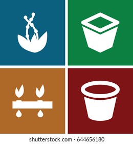 Plants icons set. set of 4 plants filled icons such as pot for plants