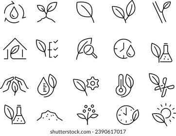 Plants Icons Set - Line vector design