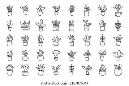 Plants icons set outline vector. Leaf growth. Nature soil
