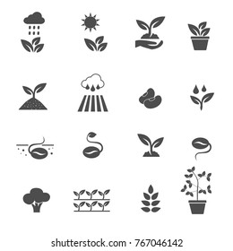 plants icons set vector