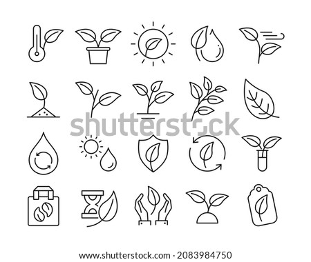 Plants Icons - Vector Line Icons. Editable Stroke. Vector Graphic