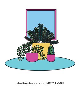 Plants inside pots design, Garden ornament nature botany natural and floral theme Vector illustration