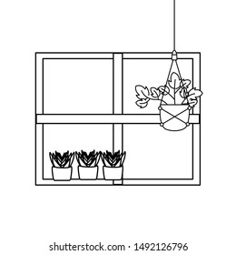 Plants inside pots design, Garden ornament nature botany natural and floral theme Vector illustration