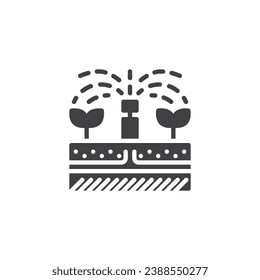 Plants irrigation or watering vector icon. filled flat sign for mobile concept and web design. Irrigation system glyph icon. Symbol, logo illustration. Vector graphics