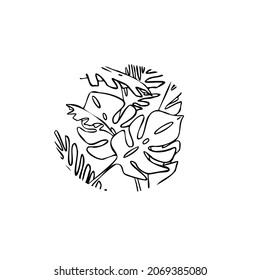 plants, jungle, circle vector illustration art hand draw .