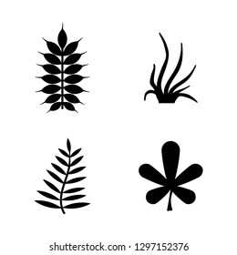 Plants, Leafs, Flora. Simple Related Vector Icons Set for Video, Mobile Apps, Web Sites, Print Projects and Your Design. Plants, Leafs, Flora icon Black Flat Illustration on White Background.