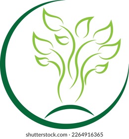 Plants, leaves and circle, wellness and gardener logo
