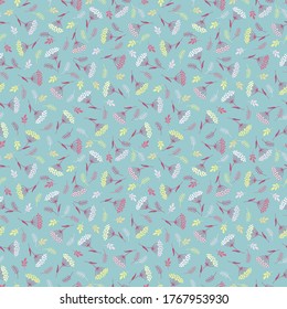 Plants and leaves silhouettes seamless pattern