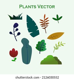 Plants, leaves vector with gradients collection