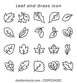 Plants And Leaves Vector Set Outline Silhouette Icons In White Background flower vector leaf design