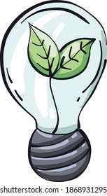 Plants in lightbulb, illustration, vector on white background.