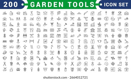 Plants line editable icon set. Containing icons related to plants, floral, etc. Editable stroke. Vector illustration