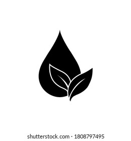 Pflanzensymbole. Laub, Pflanze und Feuchtigkeitsthermometer. Wassertropfen, Logo einzeln auf weißem Hintergrund