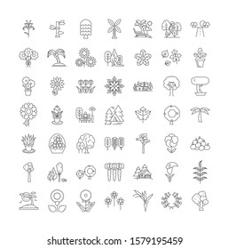 Plants linear icons, signs, symbols vector line illustration set