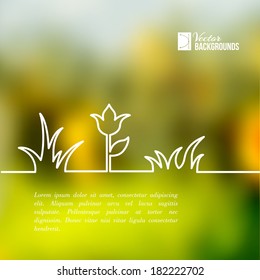 Plants of lines on a green background