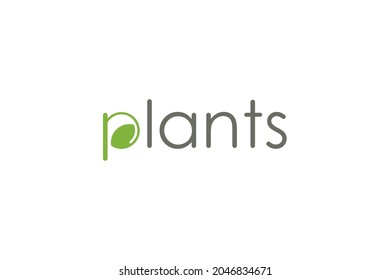 Concepto del logotipo de las plantas. Letra inicial P con combinación de hoja verde. Elemento de plantilla de diseño de logotipo de vectores planos para logotipos orgánicos y naturales.