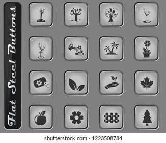 plants measuring tools vector web icons on the flat steel buttons