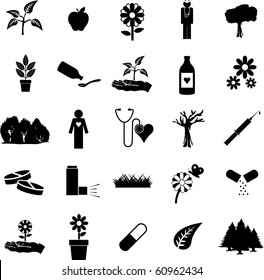 plants and medicine symbol set