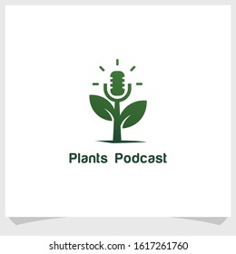 plants and microphone logo design concept, pants podcast icon logo design vector