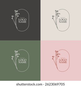 Plants minimalist logo design, trendy wildflower lllustration, botanical, branding