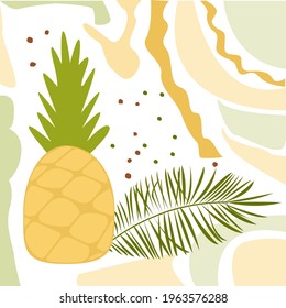 Plants. Natural plant elements in a flat simple style. minimalism. Delicate colors. The poster. vector.