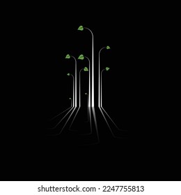 plantas y naturaleza, arte abstracto, arte minimalista simple, fondo vectorial, fondo de pared