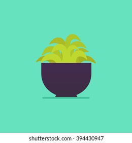 plants for office desk flat design vector - home decoration 