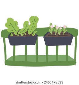 Plants on a balcony flat design set grow your own