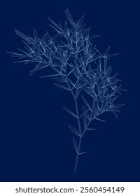 Plants outline from blue lines. Vector illustration