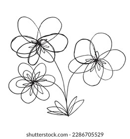 Plants outline illustration vector image. Hand drawn flower sketch image artwork. Simple original logo icon from pen drawing sketch.