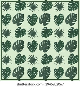 Plants pattern. Seamless texture. Vector image of plants. Seamless pattern in green color. Bright background. Template. Image with leaves. Green plants.