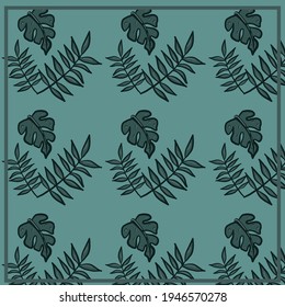 Plants pattern. Seamless texture. Vector image of plants. Seamless pattern in green color. Bright background. Template. Image with leaves. Green plants.