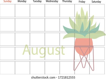 Plants planner of the month. Big plants collection. House plants. Hand drawn vector art. Set of  vector house indoor plant