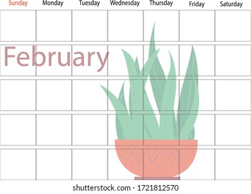 Plants planner of the month. Big plants collection. House plants. Hand drawn vector art. Set of  vector house indoor plant