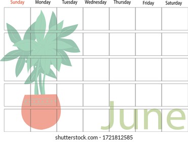 Plants planner of the month. Big plants collection. House plants. Hand drawn vector art. Set of  vector house indoor plant