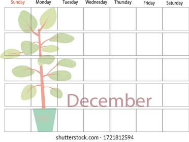 Plants planner of the month. Big plants collection. House plants. Hand drawn vector art. Set of  vector house indoor plant