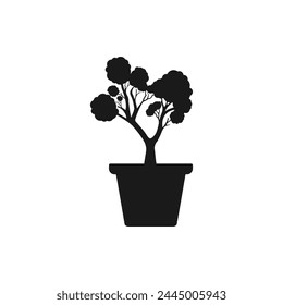 Pflanzen in einem Topf. Bonsai-Baum-Ikone flacher Stil isoliert auf weißem Hintergrund. Vektorillustration