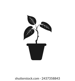 Plantas en una maceta. Icono de maceta de flores estilo plano aislado sobre fondo blanco. Ilustración de vector