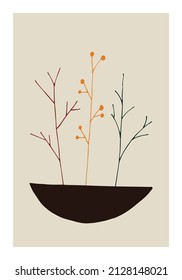 plants in a pot. hand drawn vector illustration