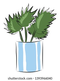 Plantas en el vector de ilustración de la olla sobre fondo blanco 